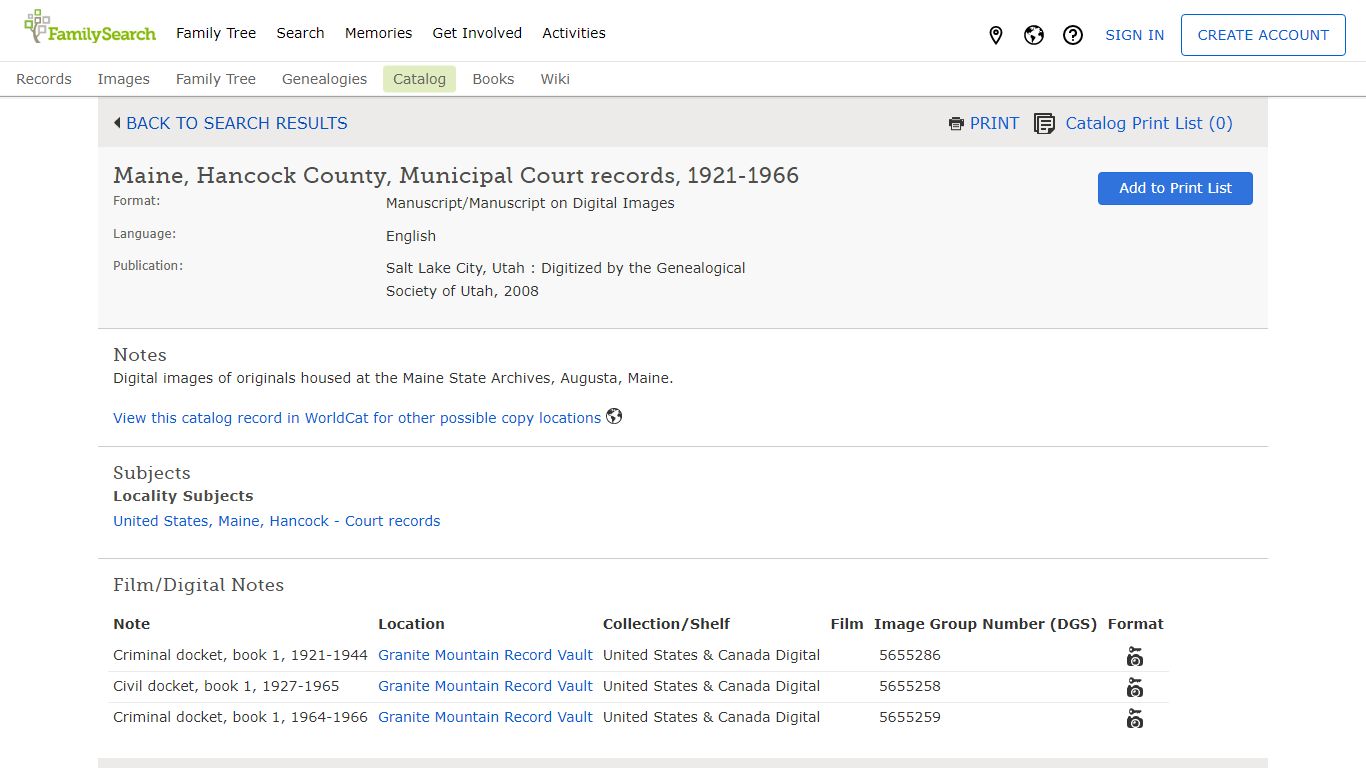 Maine, Hancock County, Municipal Court records, 1921-1966